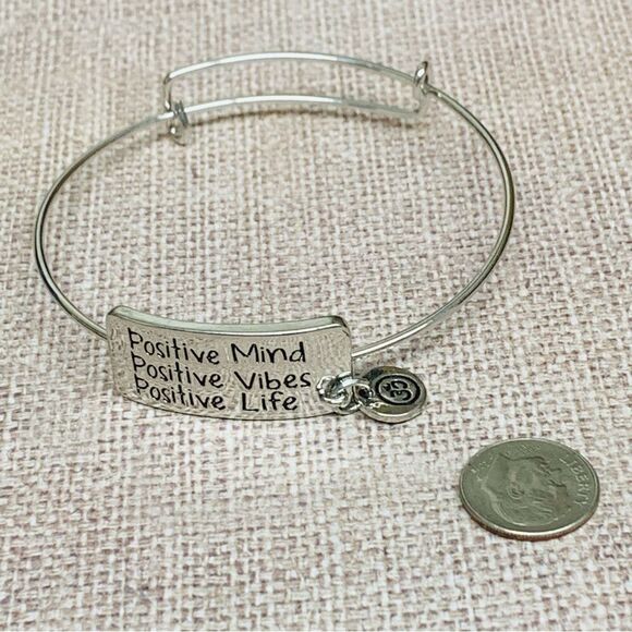 Silver Positivity Affirmation Bracelet - Picture 1 of 2